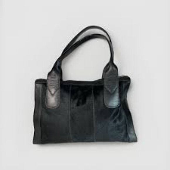 NWT Fossil Vintage Re-Issue VRI Satchel Top Zip Black Haircal - Picture 4 of 7